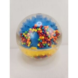 Vtg 1993 Playskool Roll 'N Rattle Ball Yellow Blue Colorful Beads Sensory Tumble